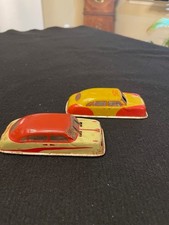 2 1950's VNT Argo collectable Tin Toy Taxi Cabs 4" Japan AS IS they roll