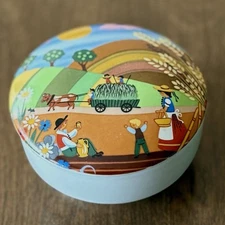 Reutter Porzellan W Germany Folk Farm Scene Furstenhofer Lidded Trinket Dish