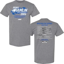 Denny Hamlin NASCAR 2026 Schedule T-Shirt - Automotive Racing Apparel