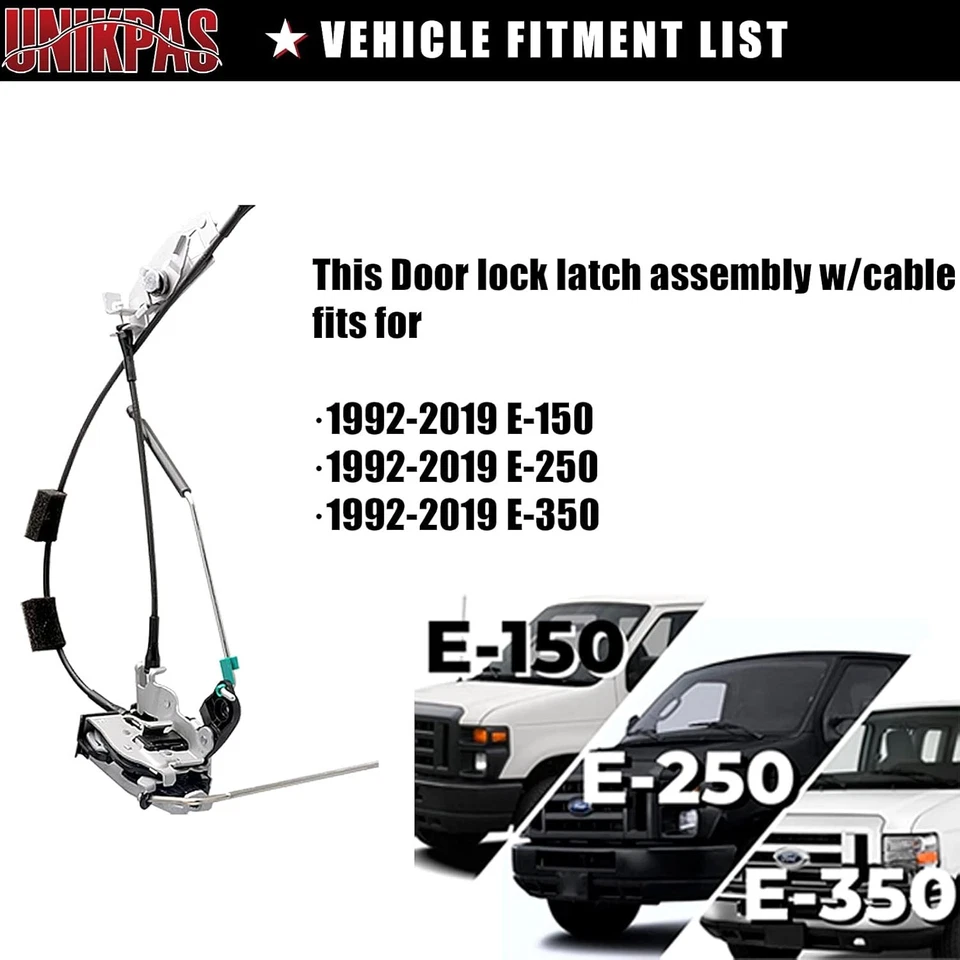 Conjunto pestillo puerta con cable y varilla compatible para Ford E150 E250 trasero derecho  Foto 3 de 4