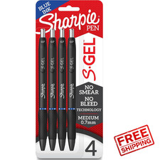 Sharpie S-Gel Gel Pens Medium Point 0.7mm Blue 4 Count Pack of 1 ,