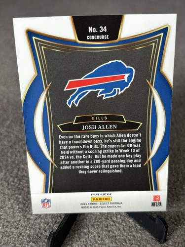 2024 Select Josh Allen Concourse Red And Yellow Shock Prizm #34 Buffalo Bills - Picture 2 of 2