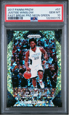 Justise Winslow 2017-18 Panini Prizm Fast Break #57 Neon Green Disco /5 PSA 10