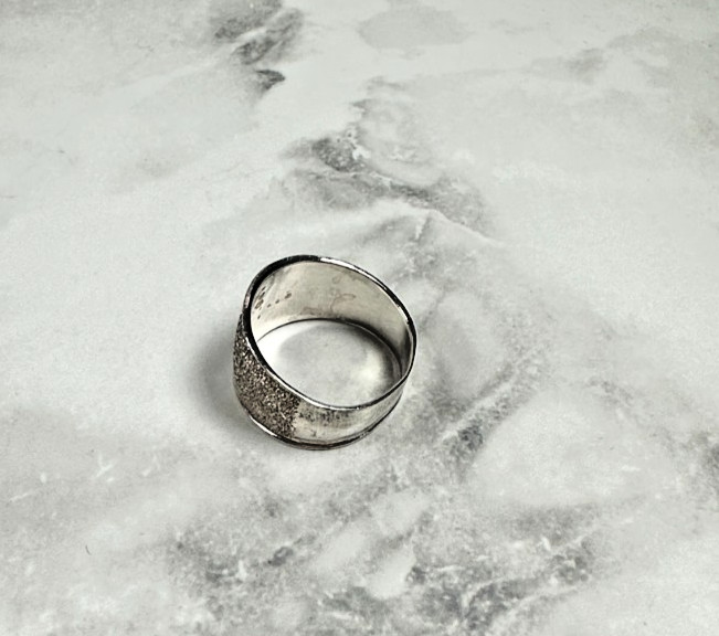 Sterling Silver Textured Wide Solid Ring Band - S… - image 4