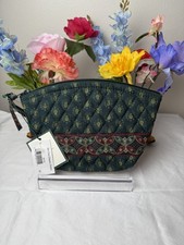 Vera Bradley Classic Green Small Cosmetic Bag Retired Makeup Travel NWT