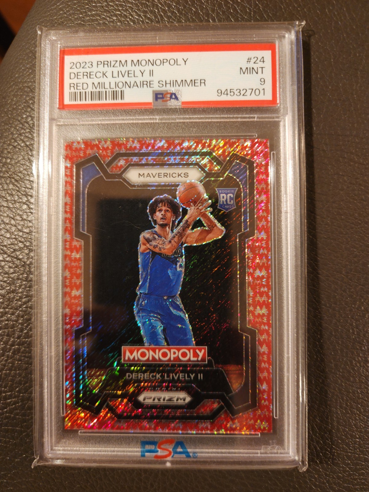 2023-24 Prizm Monopoly Dereck Lively II RC Red Millionaire Shimmer PSA 9 16/100