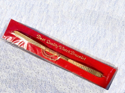 NIP NOS vtg 50s-60s replacement Yelo Gold BRACELET WATCH BAND safety chain/clasp