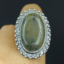 Natural Labradorite Gemstone Handmade 925 Sterling Silver Ring Size-7 US