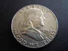 1963 Ben Franklin Silver Half Dollar Coin