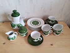 21-tlg. Seltmann Weiden Kaffeeservice – Grün/Weiß