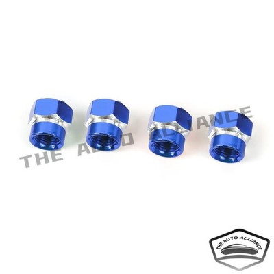 4PCS Car Tire Tyre Wheel Air Port hexagonal dustproof  Valve Stem Caps Blue