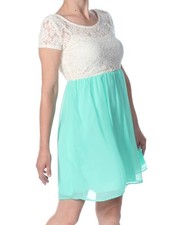 SPEECHLESS Womens A-Line Above The Knee Dress Aqua Short Sleeve Juniors S