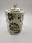 Mason's Ironstone Henley pattern hexagonal tea caddy with a lid