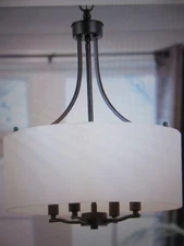 LNC 4-Light Modern Black Chandelier Drum Candlestick Chandelier Pendant Light