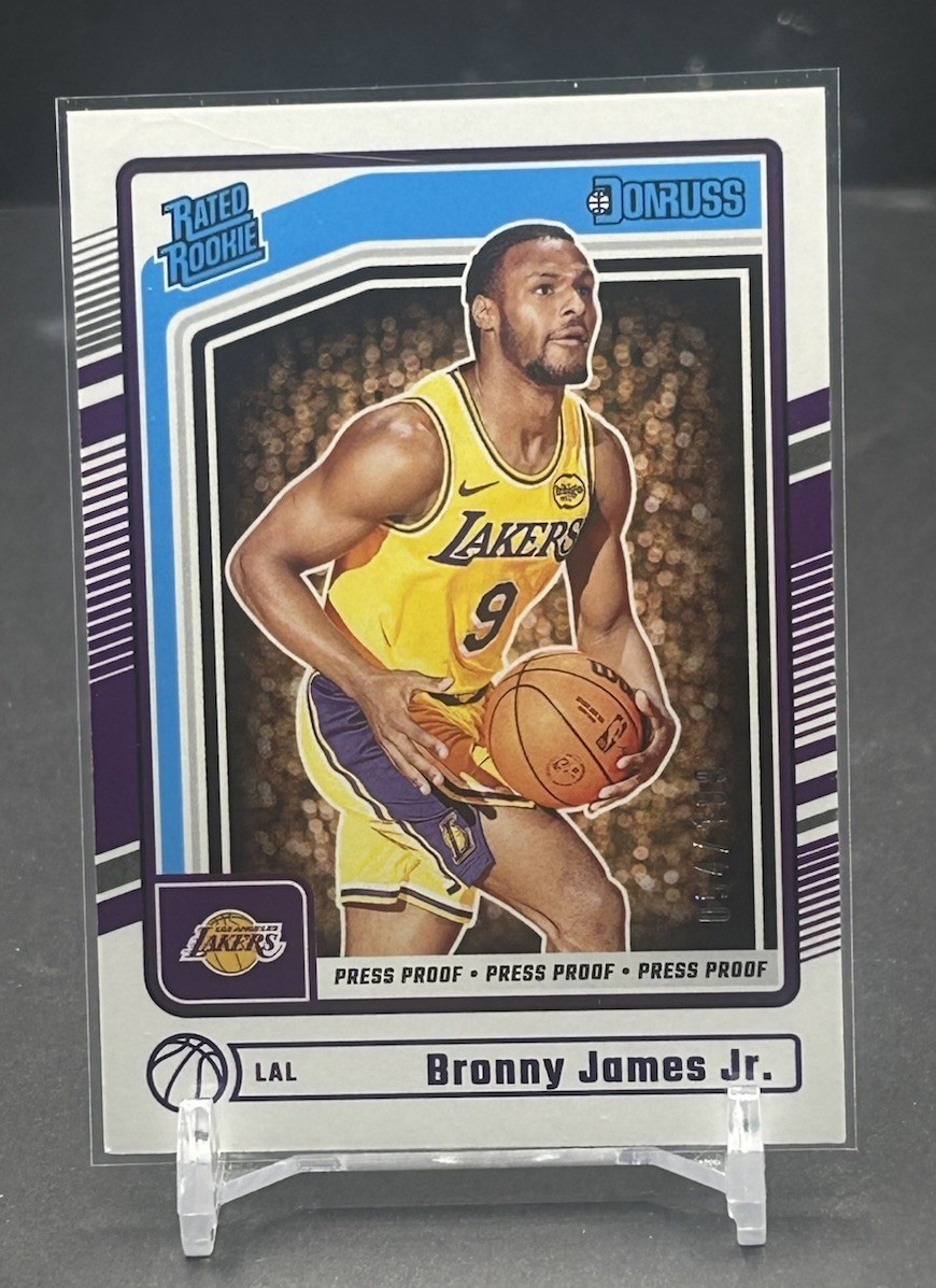 Bronny James Jr 2024 Panini Donruss Rated Press Proof Purple Rookie /199 #243 RC