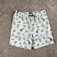 Billabong Boys Swim Trunks Size L 14-16 Blue Graphic Board Shorts Beach Surf