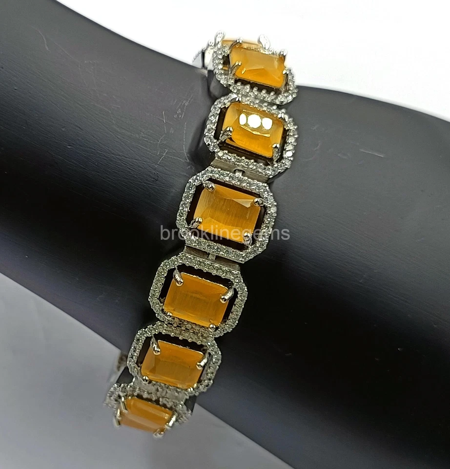 Pulseira étnica indiana Bollywood banhada a prata AD CZ ajustável 148mm-14mm NK - Imagem 3 de 4