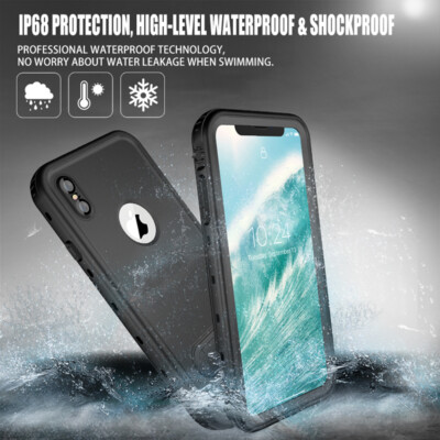 For iPhone XR XS MAX Case Waterproof Shockproof Cover Built-in