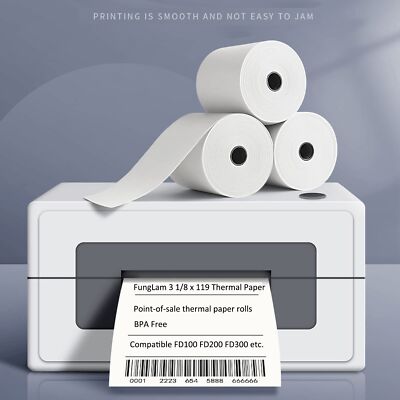 50 Rolls Thermal POS Receipt Paper - 3-1/8 X 119' White BPA-Free Register Paper