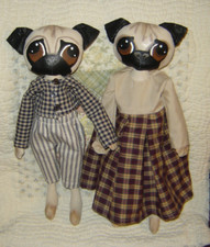 Cloth Doll Pattern, PUG Dog, Folk Art Doll, P...