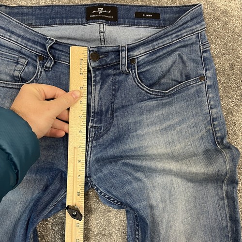 Mens Jeans Slim Tapered Light Wash Blue Faded 7 For All Mankind Slimmy W30 L32 - Picture 6 of 14