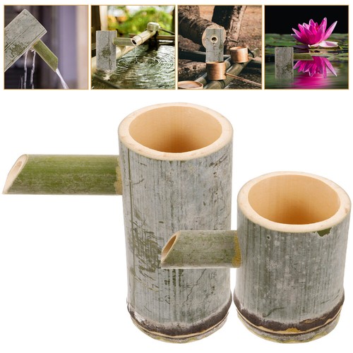 Bambus Wasserbrunnen Dekoration - Für Aquarium, Garten & Teich, 15cm Grün