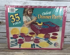 Vintage American Plastic Toys Deluxe Dinner Party 35 Piece Set Kitchen No. 1134