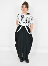 CRAZY H4 white /black asymmetric cotton jersey  dress size XL/XXL