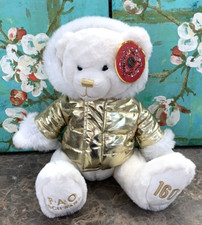 FAO Schwarz Teddy Bear Plush 160th Anniversary White Metalic Gold Puffer Coat