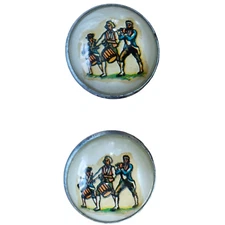 HA Chapman Horse Bridle Rosettes Revolutionary War Fife & Drum Set Vintage Cream