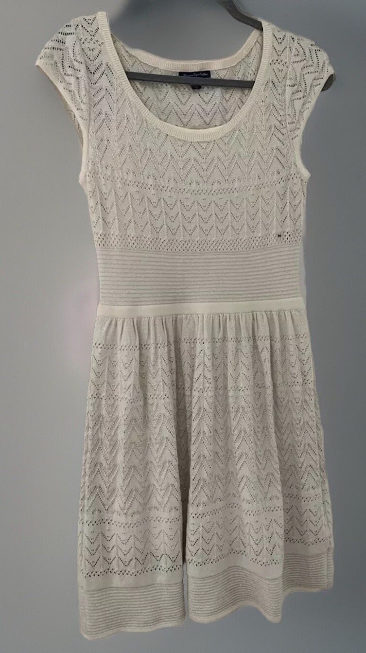 American Eagle Outfitters Women’s Ivory Metallic Knit Dress Size Medium