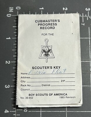Cubmaster's Key Scouter’s Key Cubmaster’s Progress Record Card Cubs Boy Scouts of ...