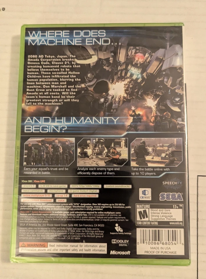 BINARY DOMAIN (Microsoft Xbox 360) BRAND NEW -Factory Sealed! - Image 2 of 3
