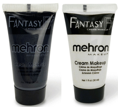 MEHRON FANTASY FFX BLACK & WHITE COLOR WATER BASE_CREAM FACE BODY PAINT MAKEUP