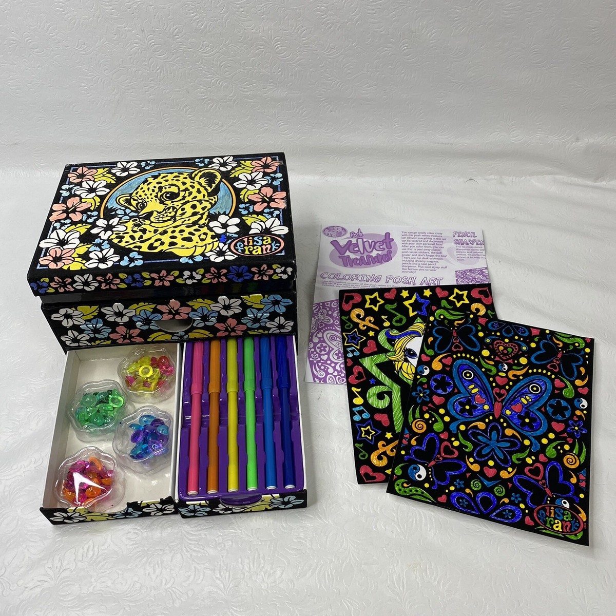 Vtg Lisa Frank Velvet Treasures Fuzzy Storage Box Tiger and