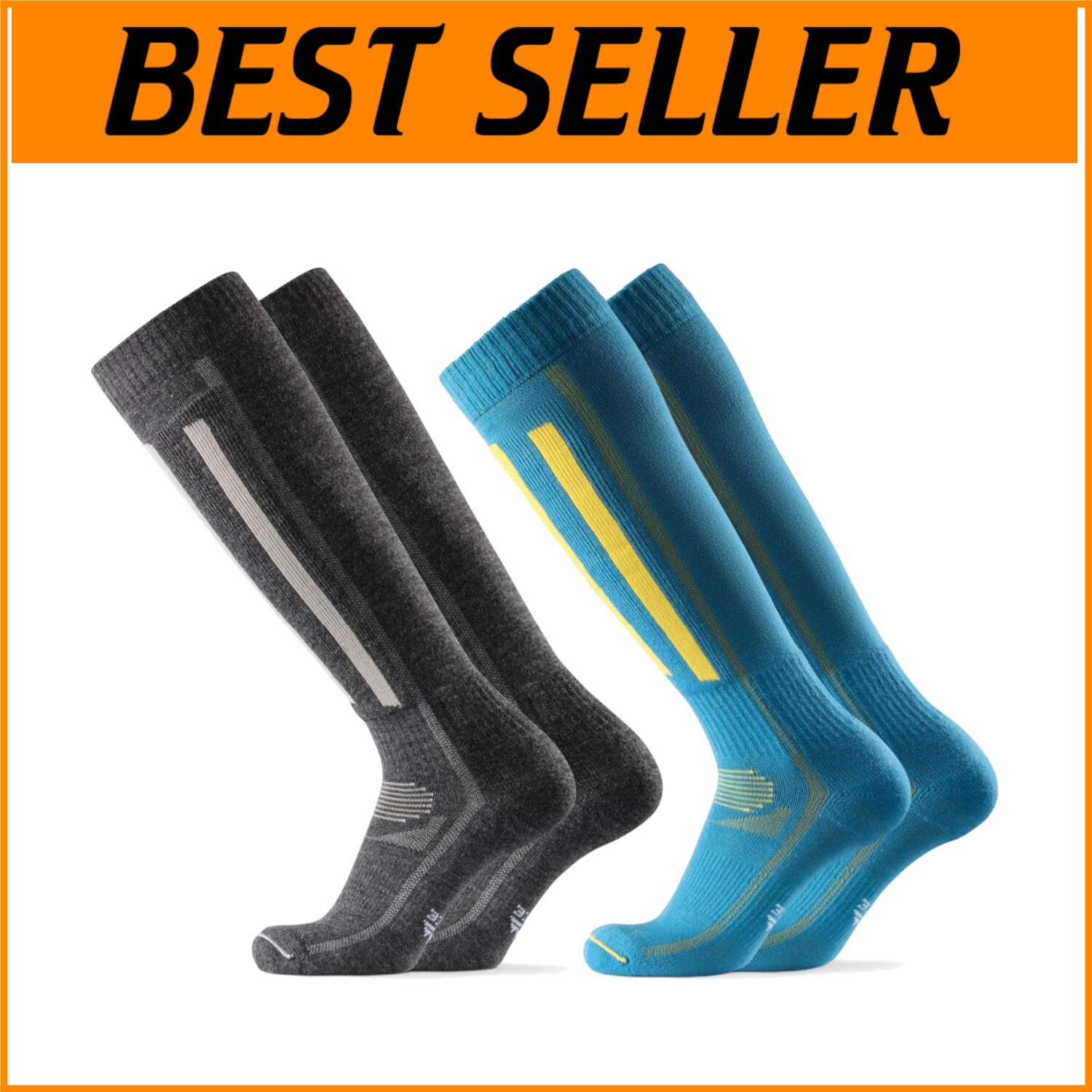 Premium Merino Wool Ski Socks with Targeted Padding for Unisex Thermal Comfort