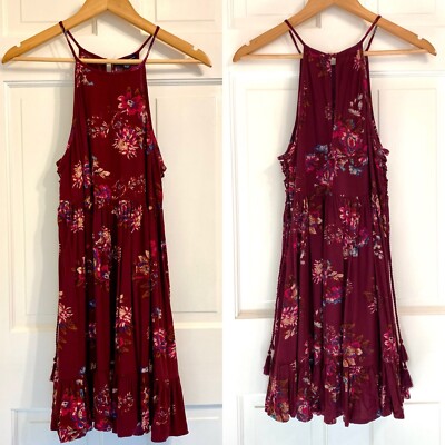 American Eagle Sundress Floral Halter Side Lacing Short Ruffle Viscose Casual S