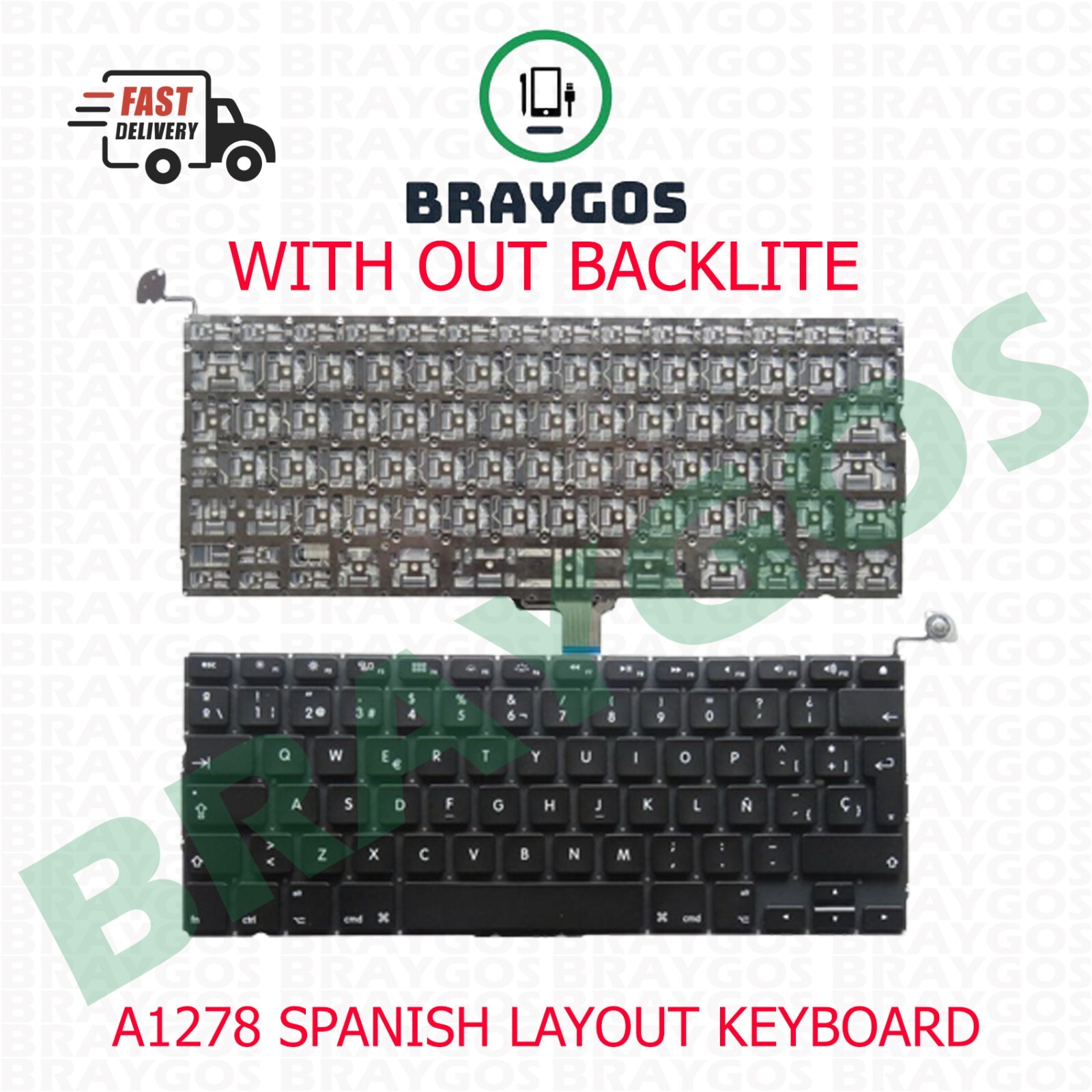 Para Apple Macbook pro A1278 13'' 2009-2012 Español Teclado de Portátil Y Fondo