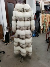 Spectacular Horizontal Two-tone Fox Floor Length Coat Zip Off Bottom Runway Mod