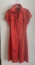 NWT Nine West Red Button Down Short Sleeve Stretch Summer Dress 14. MSRP $129