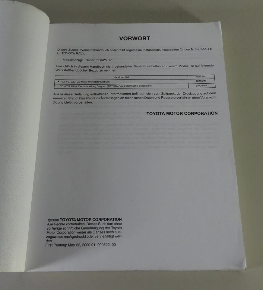 Manual De Taller Toyota RAV 4 / RAV4 Motor 1 ZZ - FE Estado 04/2000 - Imagen 2 de 4