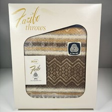 Faribo 100 Wool Fringed Robe Throw Mesa 50 x 60 Brown NIB