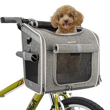 Dog Bike Basket, Expandable Soft-Sided Pet Carrier Backpack with 4 Open Doors...