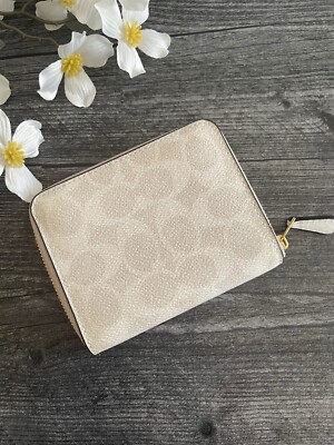 Coach Small Zip Around Wallet Signature Canvas With Snowflake