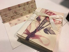 26 note cards NOTECARDS BLANK WITH MATCHING LINED ENVELOPES IVORY ROSE FLOWERS