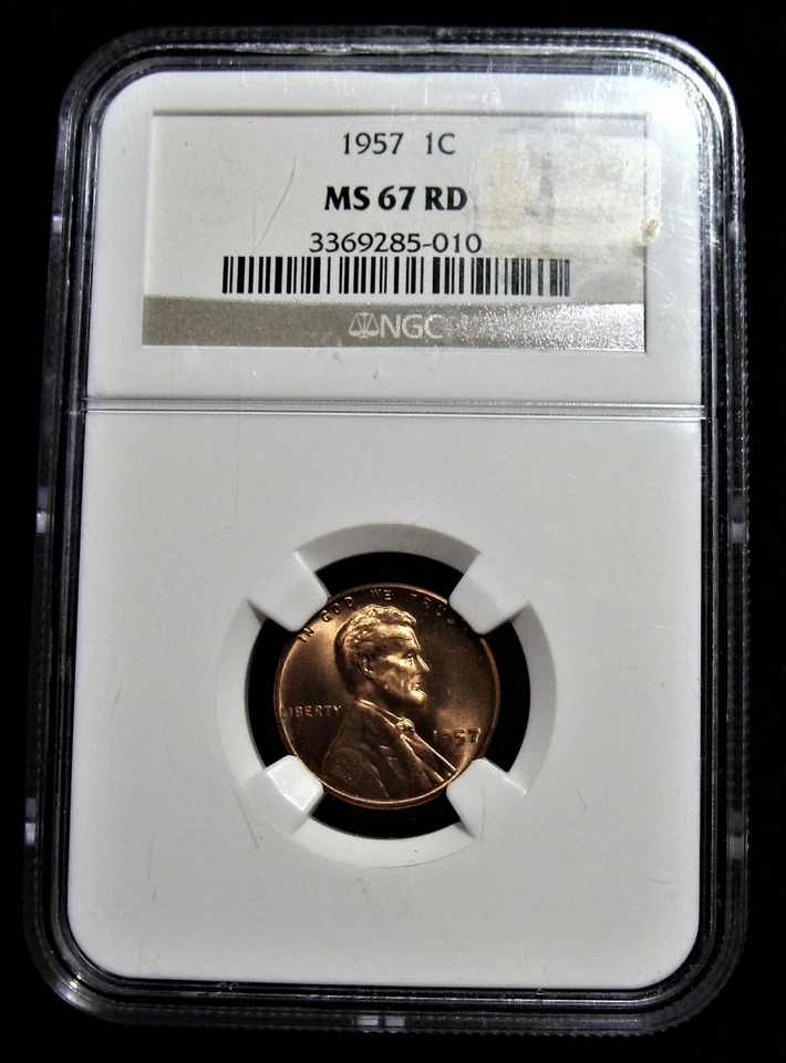 1957 1C MS 67 Red NGC. RARE - Image 3 of 4