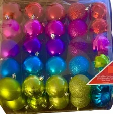 50 Jewel Tone Glitter Ball Ornaments Metalic Lime Turquoise Magenta Hot Pink Red