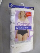   NWT 6 Hanes Women's Cotton Tagless Briefs Sz 9/2XL OPENED PACKAGE