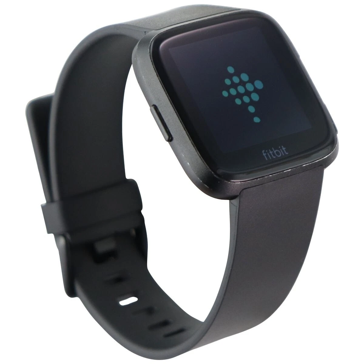 Fitbit Versa (1st Gen) Smart Watch Black Al/Black Band FB505 Very Good