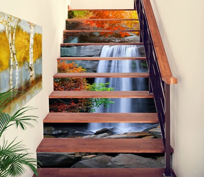 3D Waterfall Stone ZHU701 Stairs Risers Decoration Photo Mural Vinyl Wallpaper